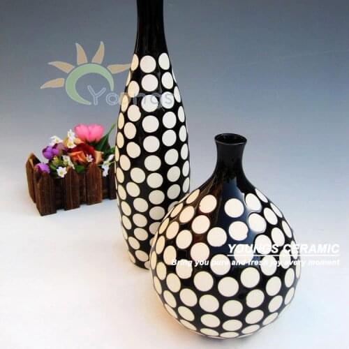2pcs/set Nice black and white pottery vases for decoration