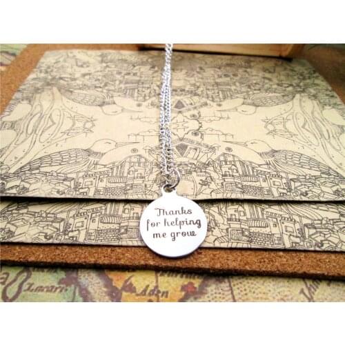 3pcs/lot Fashion stainless steel necklace "thanks for helping me grow" Pendant necklace Jewelry Gift more style for choosing
