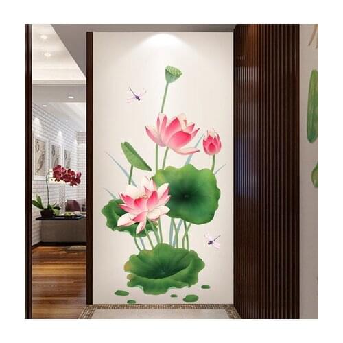 3D Lotus Wall Stickers Flowers Chinese Style Home Office Decor Living Room Art Mural DIY Teenagers Room Decor Posters Wallpaper