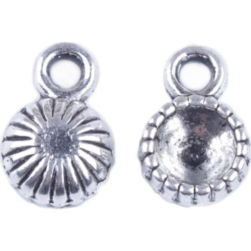 40PCS Tibetan Silver Color 6mm Rivoli Ridged Round Settings Charms A10003