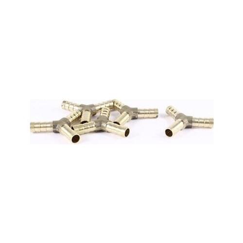 5 Pcs Y Shape 3 Ways 8mm Hose Barb Fitting Adapter Coupler Connector Gold Tone