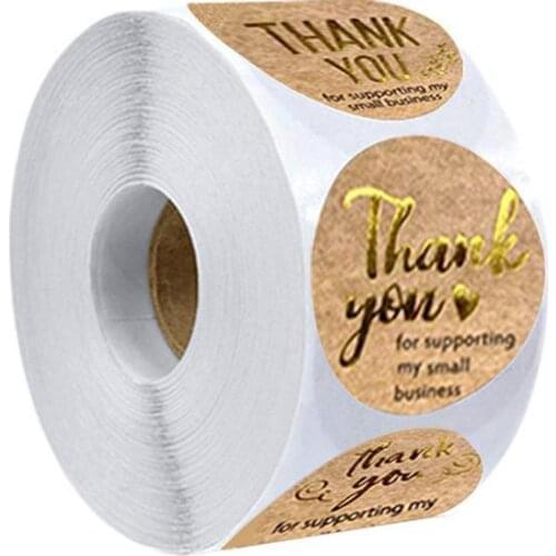 500pcs Thank You for Supporting My Small Business Stickers, Round Kraft Stickers for Decoration Retail Store, Handmade Goods