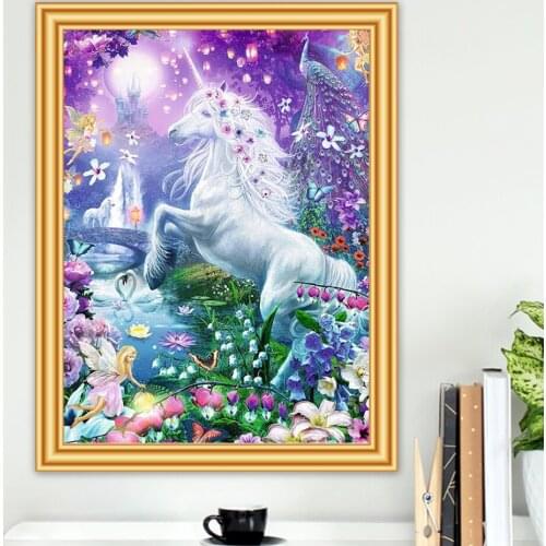 Diy 5D Diamond Painting Animal Fairy and Unicorn Cross Stitch Kit Full Drill Embroidery Mosaic Art Picture of Rhinestones Decor