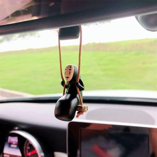 Anime Car Ornaments Cute Faceless Male Car Rearview Mirror Pendant Auto Decoration Accessories Cute Cat Pendant Birthday Gift