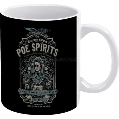 Poe Spirits White Mug Coffee Mug 330ml Ceramic Home Milk Tea Cups and Mugs Travel Gift for Friends Poe Edgar Poe Nevermore Raven