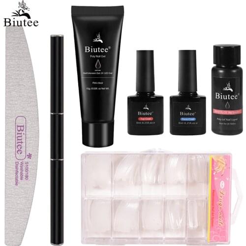 BIUTEE Poly Nail Gel Nail Kit UV Acrylic Extension Quick Builder Gel 15ML Poly Nail Gel Nail Kit With Nail Pen Solution Base Top