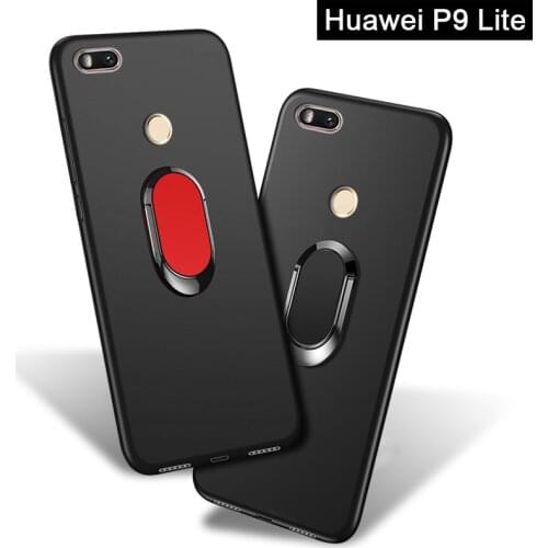 Cover for Huawei P9 Lite Case luxury VNS-L31 L21 L22 L23 L53 Soft Black Silicone Magnetic Car Holder Ring for Huawei P9 EVA-L19