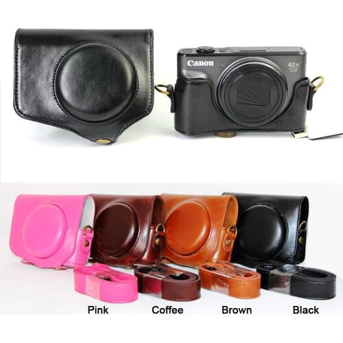 PU Leather Camera Case Bag Cover Pouch For Canon PowerShot SX720 HS SX720 SX730 HS With Shoulder Strap