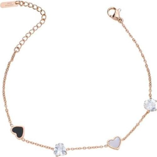 Stainless Steel Black Mini Heart Crystal Bracelet Bangle Jewelry Gift For Women Ladies Christmas Gift