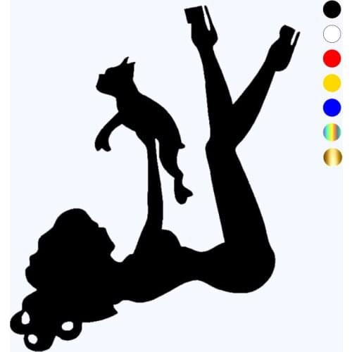 CK20899# Girl with a Dog Vinyl Decal Car Sticker Waterproof Auto Decors on Bumper Window Laptop