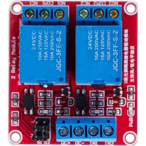 DC 24V 2 Channel relay module With optocoupler isolation Support High-level Low-level triggered