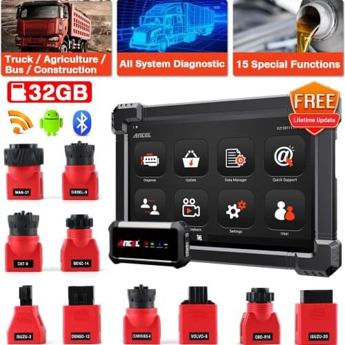 ANCEL X7 HD Car Diagnosis Tool All System Code Reader SAS DPF TPMS ECU Reset Heavy Duty Truck OBD2 Scanner