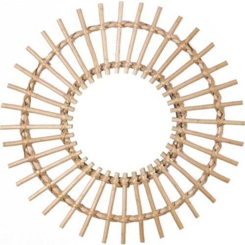 Rattan Innovative Art Decoration Round Makeup Mirror Dressing Bathroom Wall Hanging Mirrors Craft