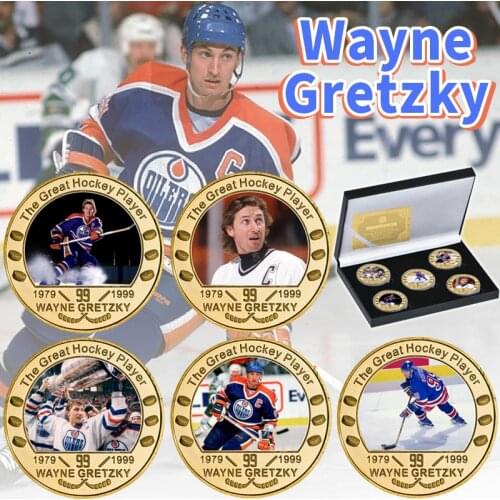 Canadian Ice Hockey Player Wayne Gretzky Gold Plated Commemorative Coins Collectible Sports Challenge Coin Souvenir Gift for Man