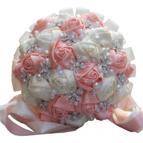 Ribbon Bride Holding Flowers Wedding Five Petals Pearl Hand Holding Flowers