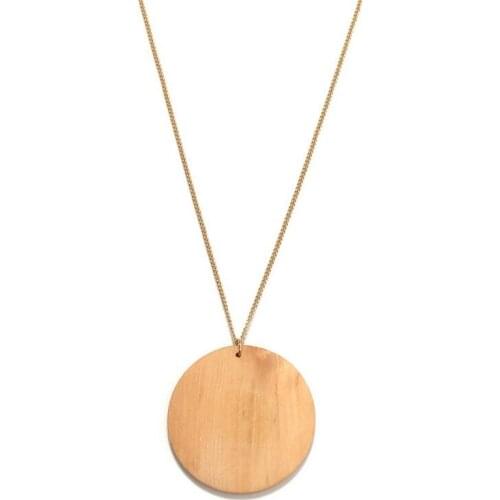 Hot Selling Monogram Blank Wood Large Disc Pendant Necklace for Women Long Chain Toggle Women Jewelry Wholesale