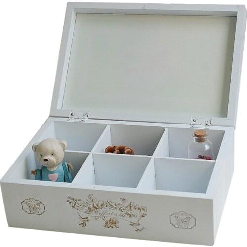 Home Garden Multifunction Retro Wooden Cosmetic Storage Box Desktop Jewelry Cellphone Remote Control Stationery Storage Boxes