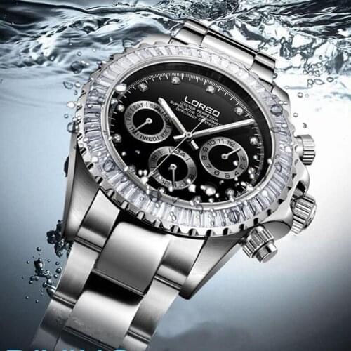 Dropshipping LOREO Men Watch Automatic Mechanical Wristwatches Limited Edition Watch Men Black Male Clock saat erkekler