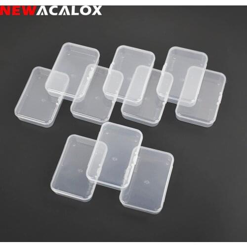 NEWACALOX 10pcs SMD SMT Screw Sewing Fish Hook Component Storage Tool Box PP Transparent Electronic Plastic Parts Box for Tool