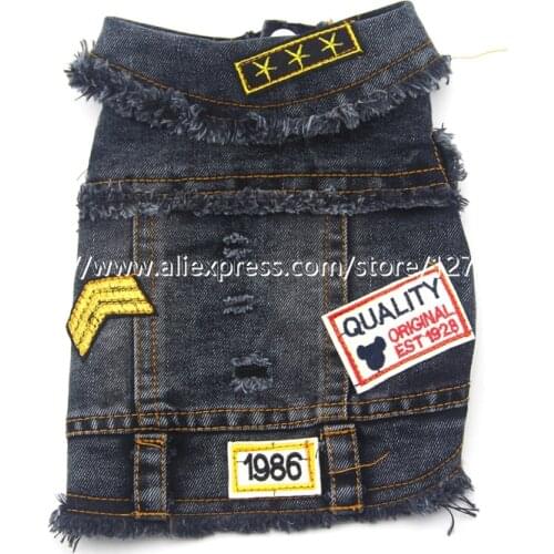New Denim Dog Jacket Clothing Personalized Vintage Holes Pet Puppy Cat Jeans Vest Coat Dog Clothes for Small Medium Large Dogs