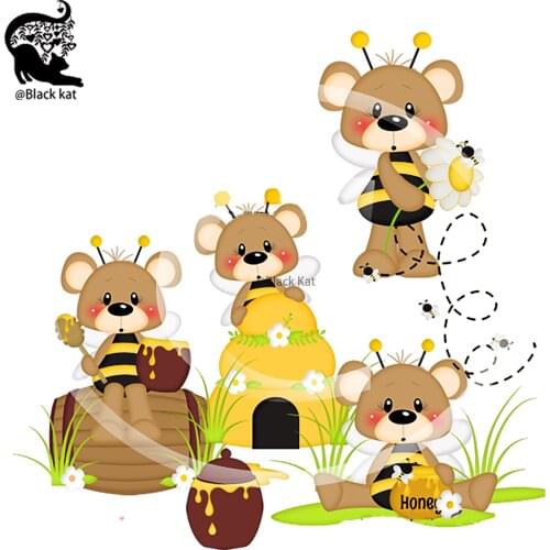 New Bear Playing Bee Cutting Dies Sweet Honey Metal Stencil For DIY Scrapbooking Card Craft