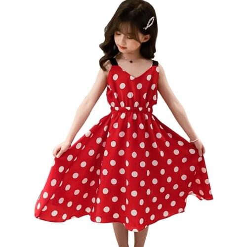 Dress For Girls Dot Girls' Dresses Summer Party Dress For Children Casual Style Kids Costume 6 8 10 12 14