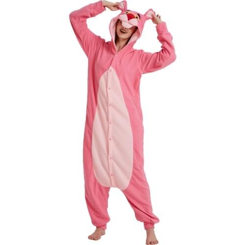 Pink Panther Onesies Women Men Adults Animal Cartoon Pajamas Funny Halloween Festival Party Fancy Suit Cosplay Costume Overalls