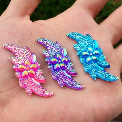 8pcs 17*46mm S shape AB Color Resin Rhinestones Flatback Crystal and Stones For Garments crafts Accessories -Y42A