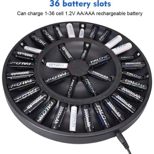 PALO 36 slots 1.2V AA AAA battery charger rechargeable aa aaa nimh nicd battery smart charger for KTV School Hotel Clubhouse use