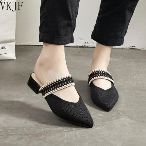 2021 Summer Rome Women Slingback Flat Sandals Pointed Toe Low-heels Dress Sandals for Shoes Zapatos De Mujer