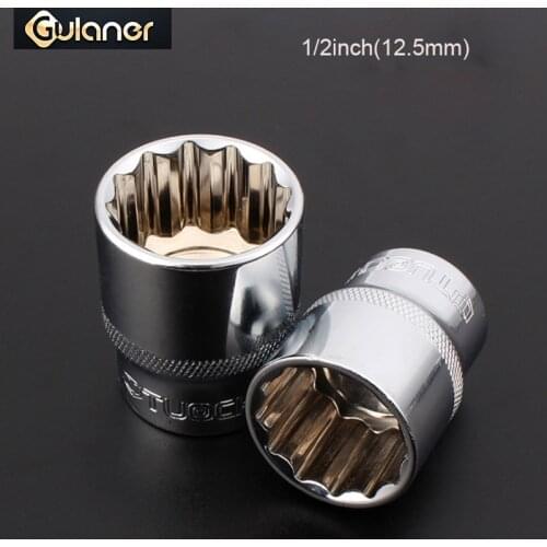 1/2" 12-point Socket Bit Ratchet wrench 12pt Square Drive Mirror Socket 12 Angles Plum Blossom Sleeve Hand Tool Kit 8-32mm
