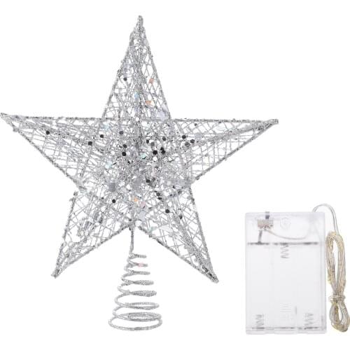 1 Set Christmas Tree Decor Table Decor Xmas Tree Topper Battery-powered Glitter LED Star Design Top Lamp Treetop Star for Party