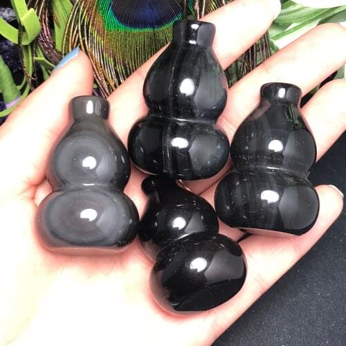 1Pcs Natural seven color obsidian carving gourd, beautiful crafts home decoration