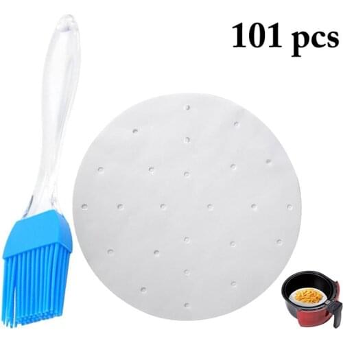 101pcs Round Baking Paper Circle Parchment Paper Liner BBQ Oven Patty Hamburger Paper Cake Non-Stick Baking Tool with Brush