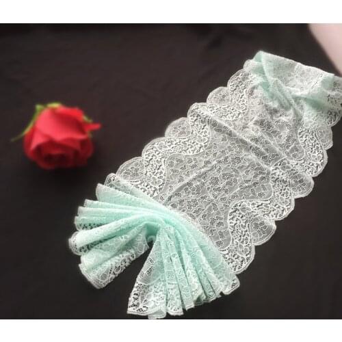 2M/lot 18cm wide light green/mint green stretch embroidery lace toy doll trim accessories clothing skirt decoration Z1465