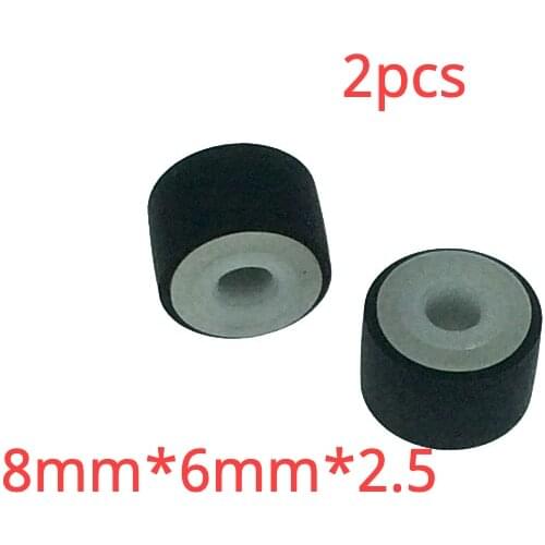 2pcs 8mm*6mm*2.5 wheel belt pulley rubber audio pressure pinch roller for vintage cassette deck tape recorder Stereo player
