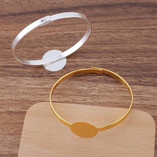 20pc 20mm Glue Pad Bangle Base Bracelet Blanks Tray Bezel Brass Cuff Bracelet Setting Cabochon Cameo