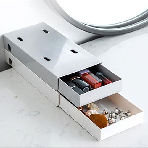 24*15*3.5cm Self Stick Student Pencil Pens Tray Desk Storage Organizer Box Under Desk Drawer Stackable Stand Jewellery Case