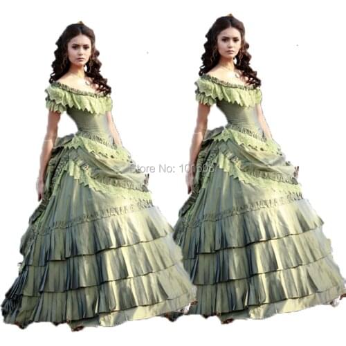 Tailored!Green 18th Century French Noble style Duchess Civil war Renaissance Theater Victorian Reenactment dresses HL-245