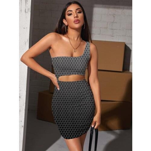 Giyu Brand Geometry Dresses Women Abstract Bodycon Dress Black Hole Hollow out Dresses Psychedelic Pleating Womens Clothing Club