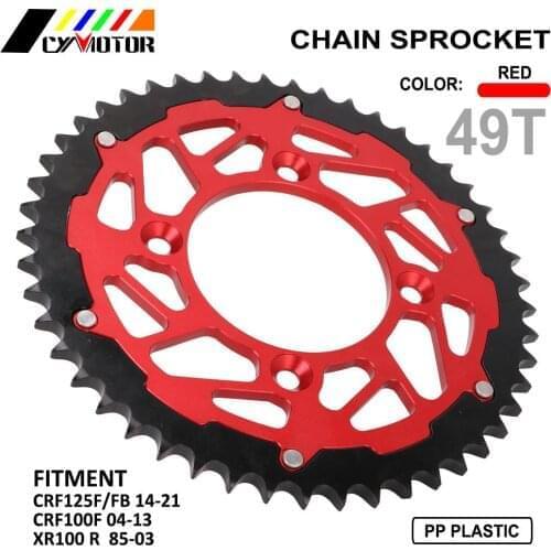 For Honda CRF125F FB CRF 125F 2014-2021 CRF100F 100F 2004-2013 XR100 R 1985-2003 Motorcycle CNC Iron+Aluminum 49T Rear Sprocket