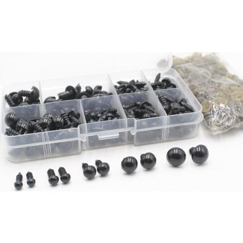 100pcs 5-12mm Black Plastic Craft Safety Eyes for Teddy Bear Soft Toy Animal Doll Handmade Dolls DIY Accessories