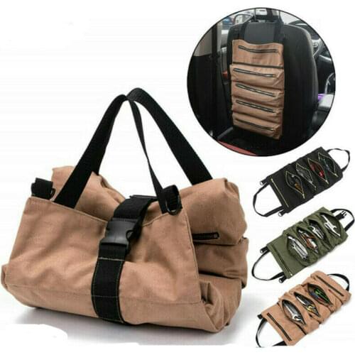 Hot Sale Canvas Roll Up Tools Pouch Bags Wrench Organizer Carrier Car Back Seat Storage Bags