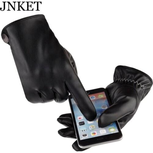 JNKET Mens Touch Screen Gloves PU Leather Gloves Winter Glove Thicker Warm Velvet Driving Gloves Windproof Waterproof
