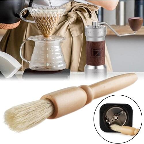 Coffee Grinder Cleaning Brush Machine Cleaning Tool Natural Bristles Wooden Dusting Espresso Brush With Wooden Handle