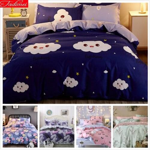 Soft Comfort Duvet Cover Fitted Sheet 3/4 pcs Bedding Set Kid Student Single 1.2m 1.5m Bed Linen Twin Full Queen Size Quilt Case