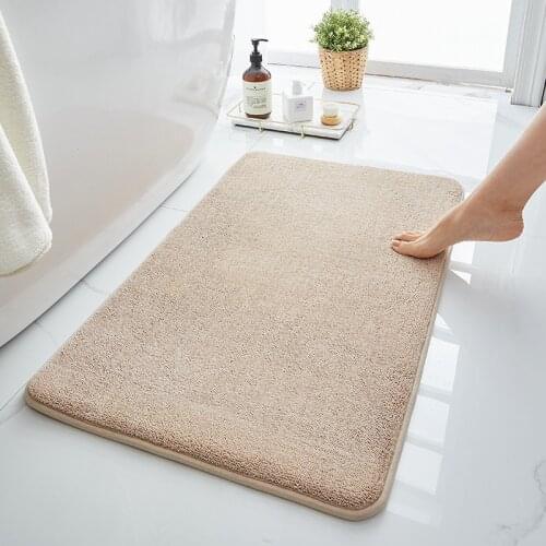 Soft Fiber Bath Mat Memory Foam Sandwich Rebound Foot Mat Fast Absorbent Bathroom Carpet SBR Non-slip Bathroom Floor Mat