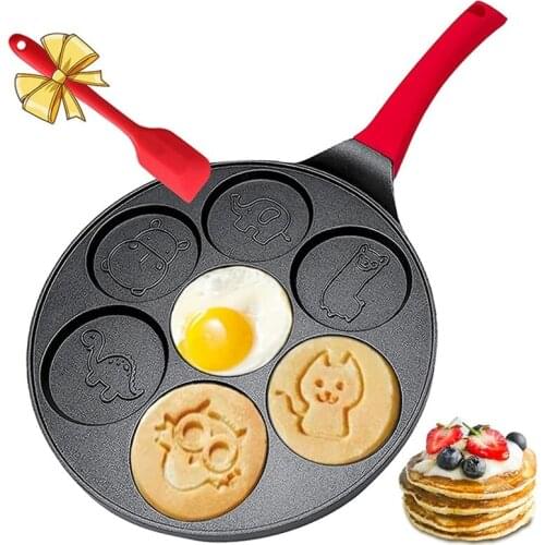 Kitchen Pans With 7 Animal Face Designs Round Ceramic Pancake Pan Nonstick Surface Mini Pancake Pan Griddle Home Breakfast Pot