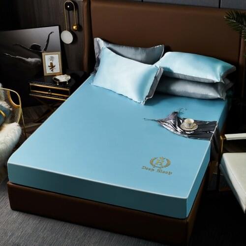 Kuup New Summer Cool Microfiber Fitted Sheet Set Solid Color Bed Sheets With Elastic Band Bed Cover Queen Size Mattress Cover