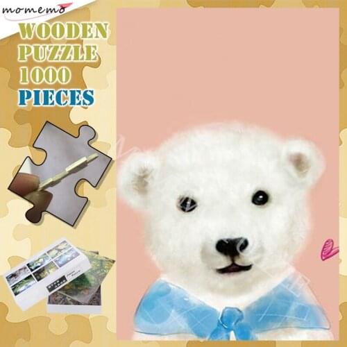 Cute Bear Wooden 300 500 1000 Animal Jigsaw Puzzle for Adults Kids Assembling Puzzles Games Toys Children Educational Toys Gifts